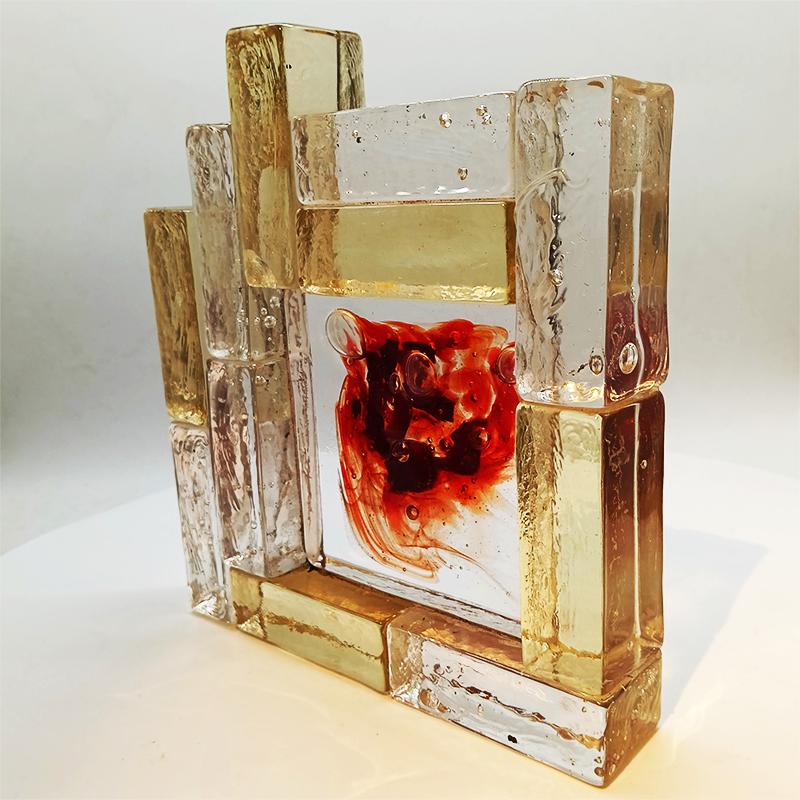 1950s Rare Big Ashtray / Sculpture in Hand Blown Artistic Murano Glass attributed to Toni Zuccheri.