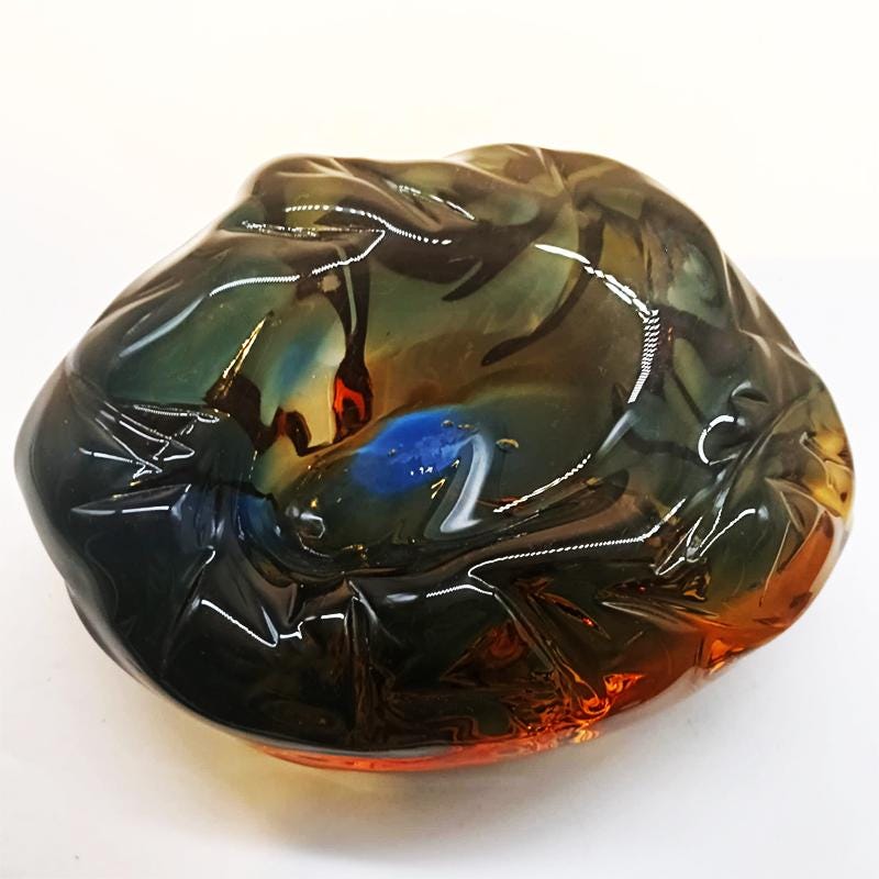 1950s Big Ashtray completely Hand-Blown and Handcrafted in Murano Glass, Made in Italy - 18 cm.