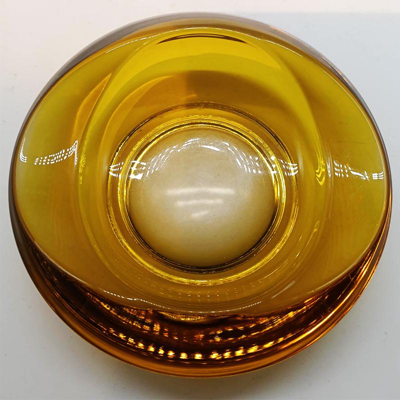 1960s Big Golden Yellow Ashtray or Catch-all in Murano Glass. 17,5 cm. Made in Italy.