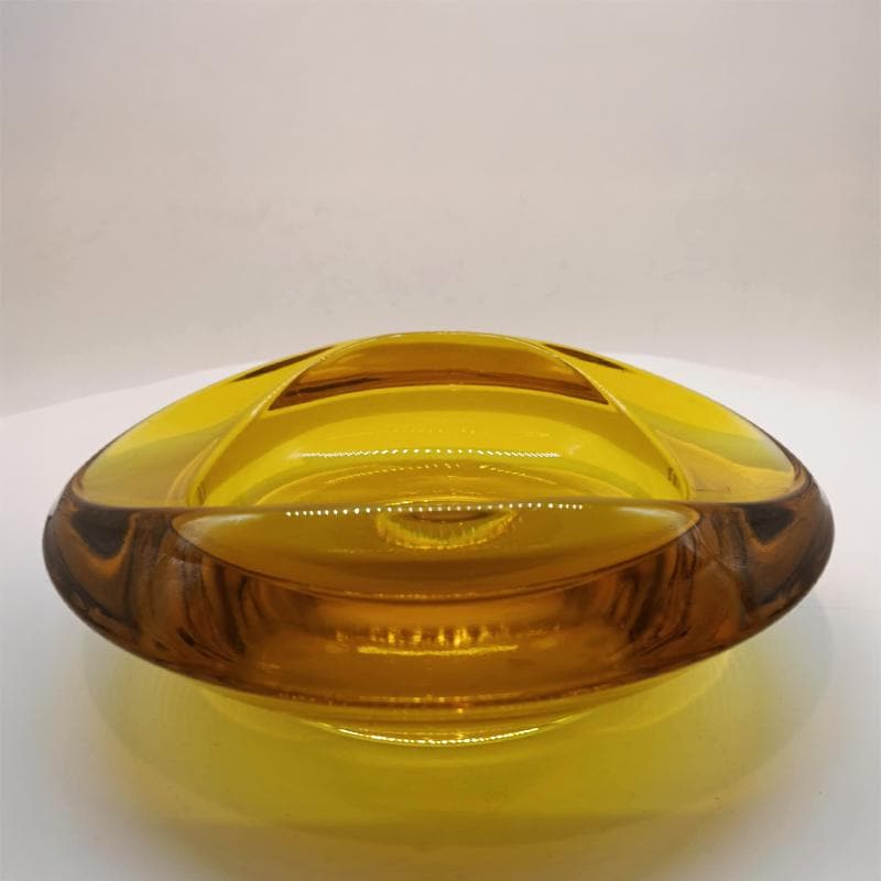 1960s Big Golden Yellow Ashtray or Catch-all in Murano Glass. 17,5 cm. Made in Italy.