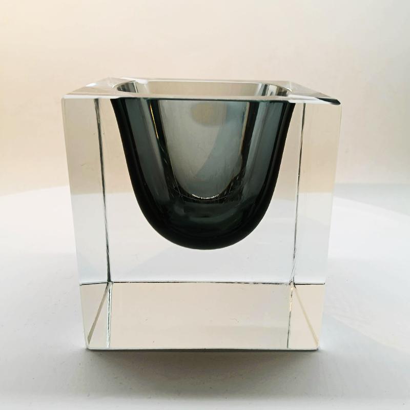 1960s Rare Big Cube Ashtray or Catch-all in Murano Glass by Flavio Poli for Seguso.