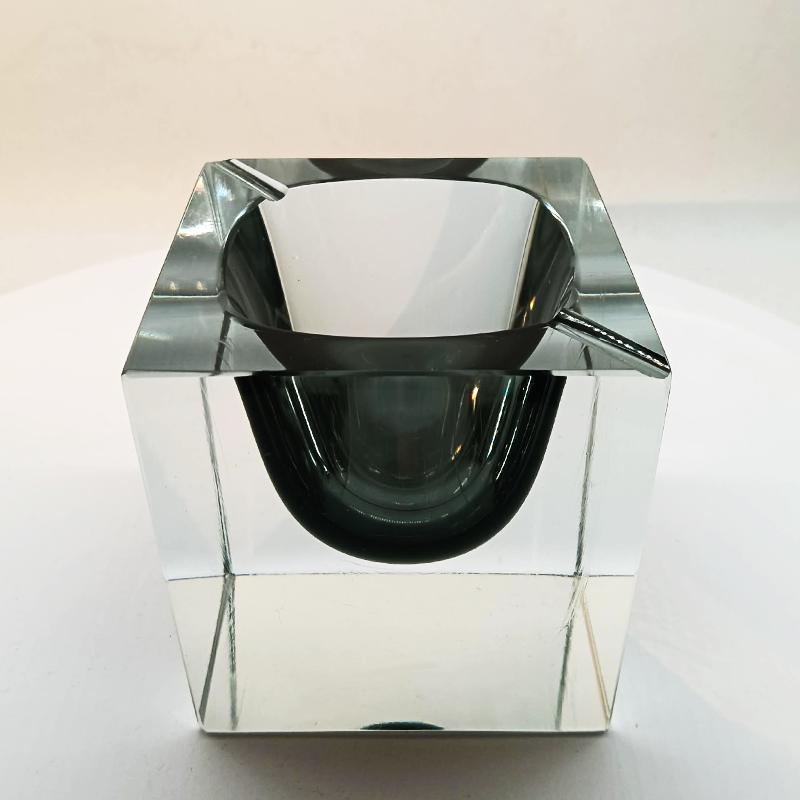 1960s Rare Big Cube Ashtray or Catch-all in Murano Glass by Flavio Poli for Seguso.