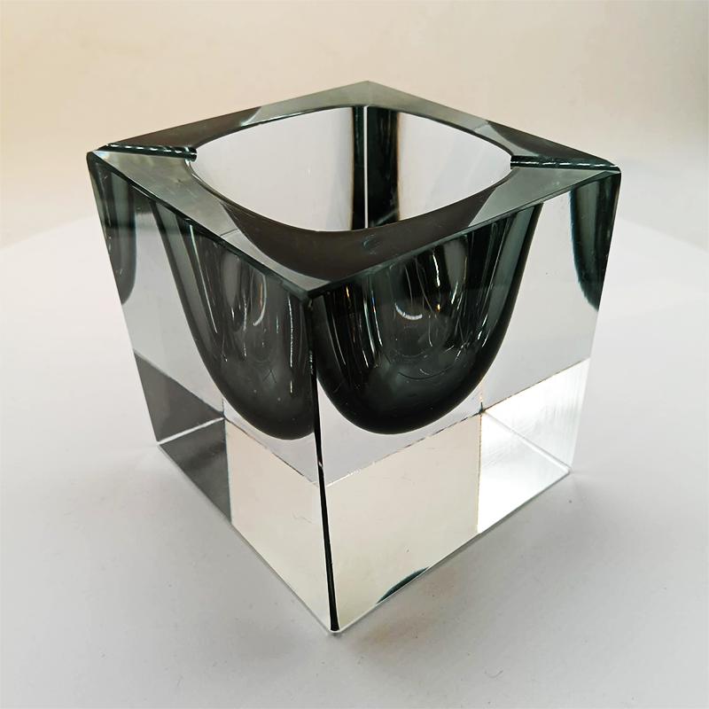 1960s Rare Big Cube Ashtray or Catch-all in Murano Glass by Flavio Poli for Seguso.