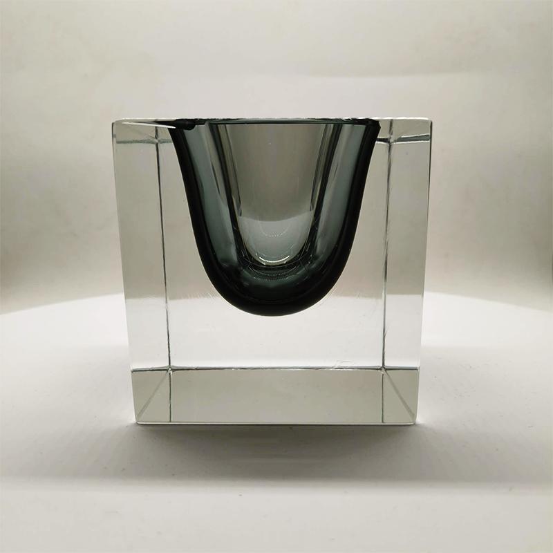 1960s Rare Big Cube Ashtray or Catch-all in Murano Glass by Flavio Poli for Seguso.