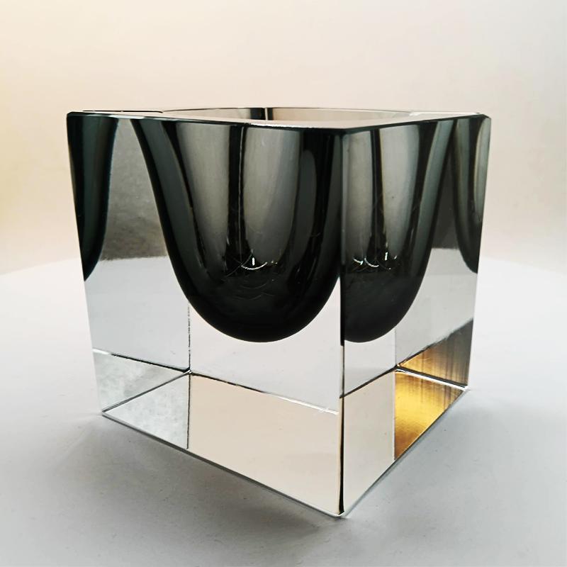 1960s Rare Big Cube Ashtray or Catch-all in Murano Glass by Flavio Poli for Seguso.