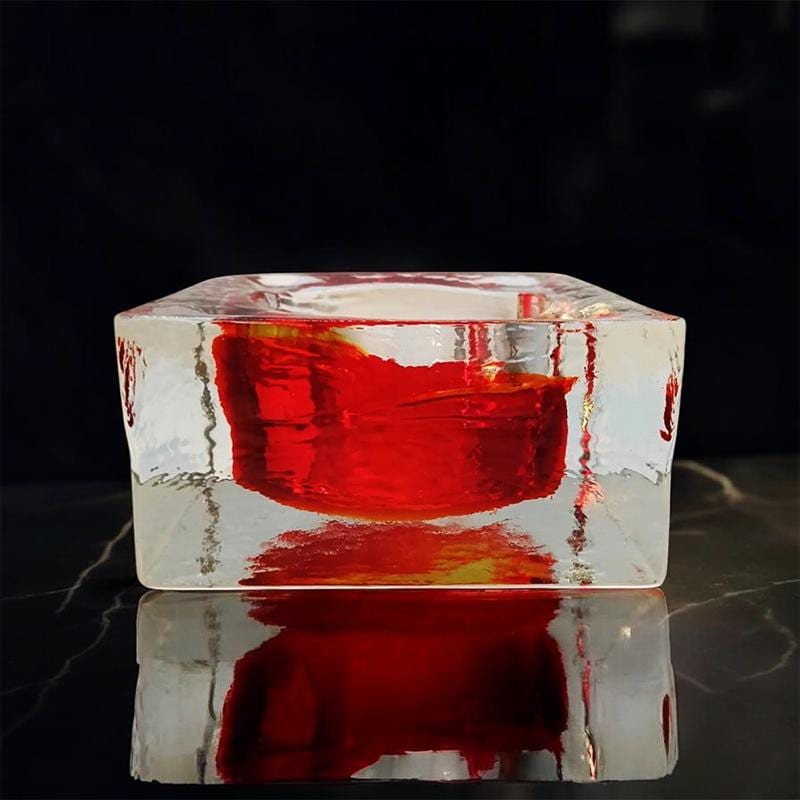 1960s Big Square Ashtray or Catch-all in Handcrafted Murano Glass by Mandruzzato.
