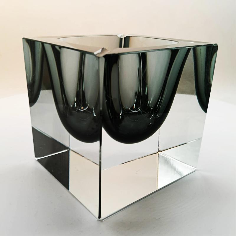 1960s Rare Big Cube Ashtray or Catch-all in Murano Glass by Flavio Poli for Seguso.