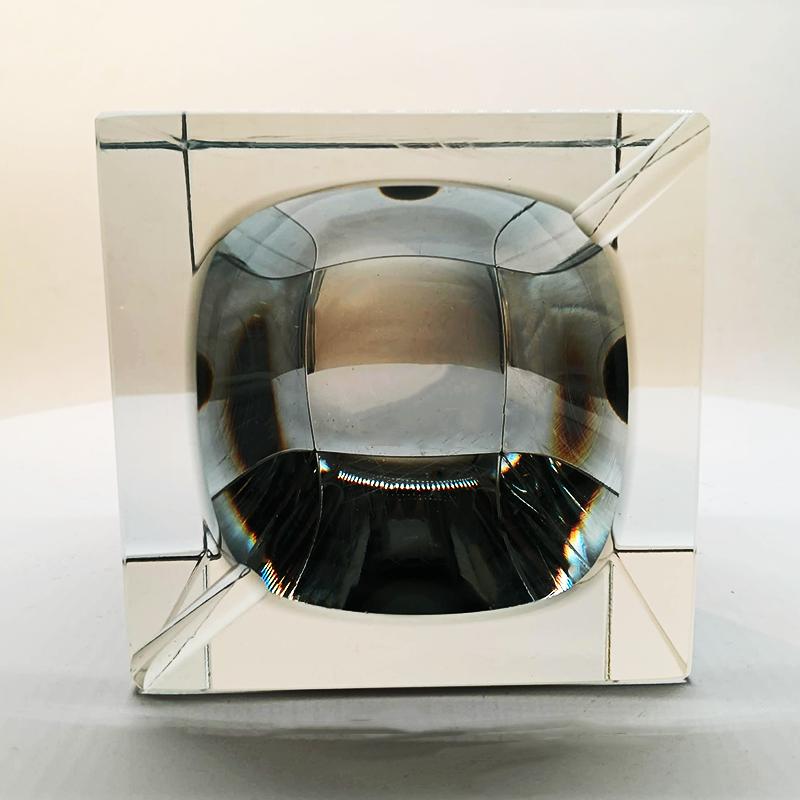 1960s Rare Big Cube Ashtray or Catch-all in Murano Glass by Flavio Poli for Seguso.