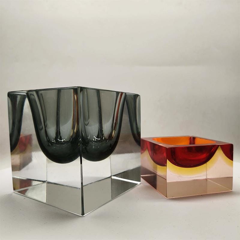 1960s Rare Big Cube Ashtray or Catch-all in Murano Glass by Flavio Poli for Seguso.