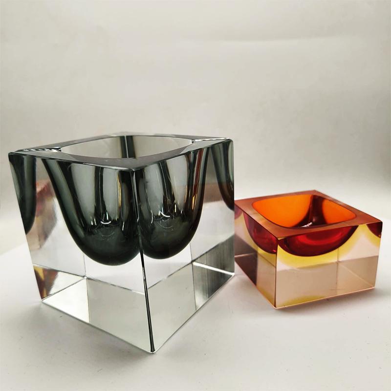 1960s Rare Big Cube Ashtray or Catch-all in Murano Glass by Flavio Poli for Seguso.