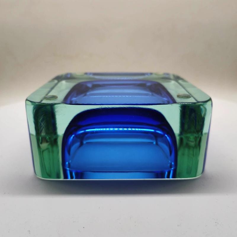 1960s Big Square Handcrafted Astray or Catch all in Murano Glass. Made in Italy.