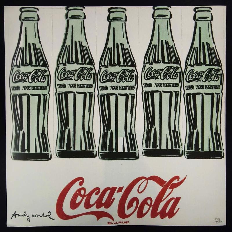 1980s Big Andy Warhol "Coca Cola" Limited Edition Lithograph Numbered in Pencil by CMOA. 60 cm / 23.62 inches