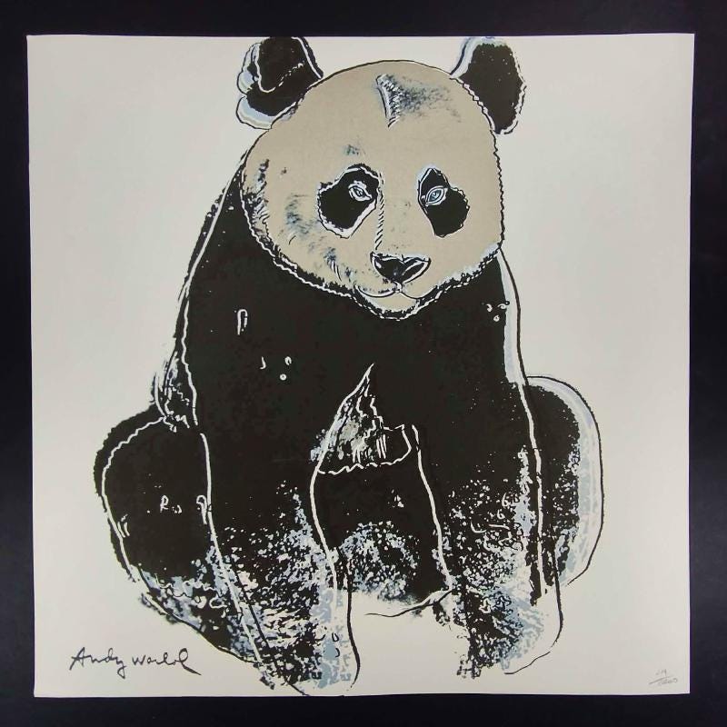 1980s Big Andy Warhol "Panda" Limited Edition Lithograph Numbered in Pencil by CMOA. 60 cm / 23.62 inches