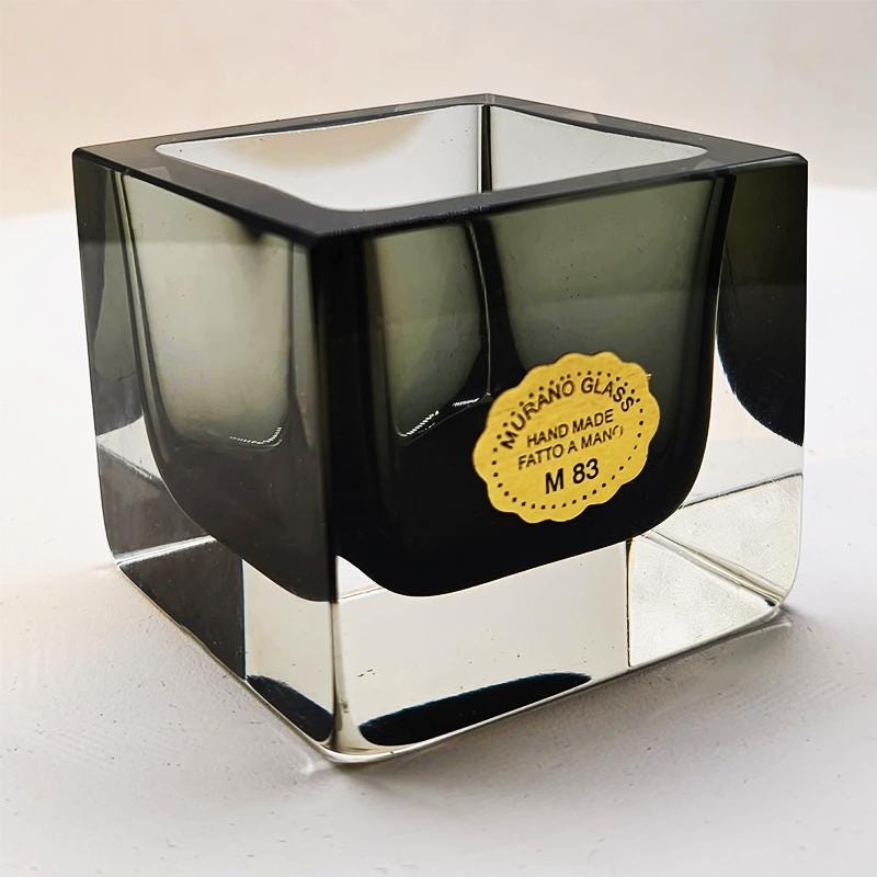 1960s Square Ashtray or Catch-all in Handcrafted Murano Glass by Flavio Poli for Seguso. Made in Murano, Italy