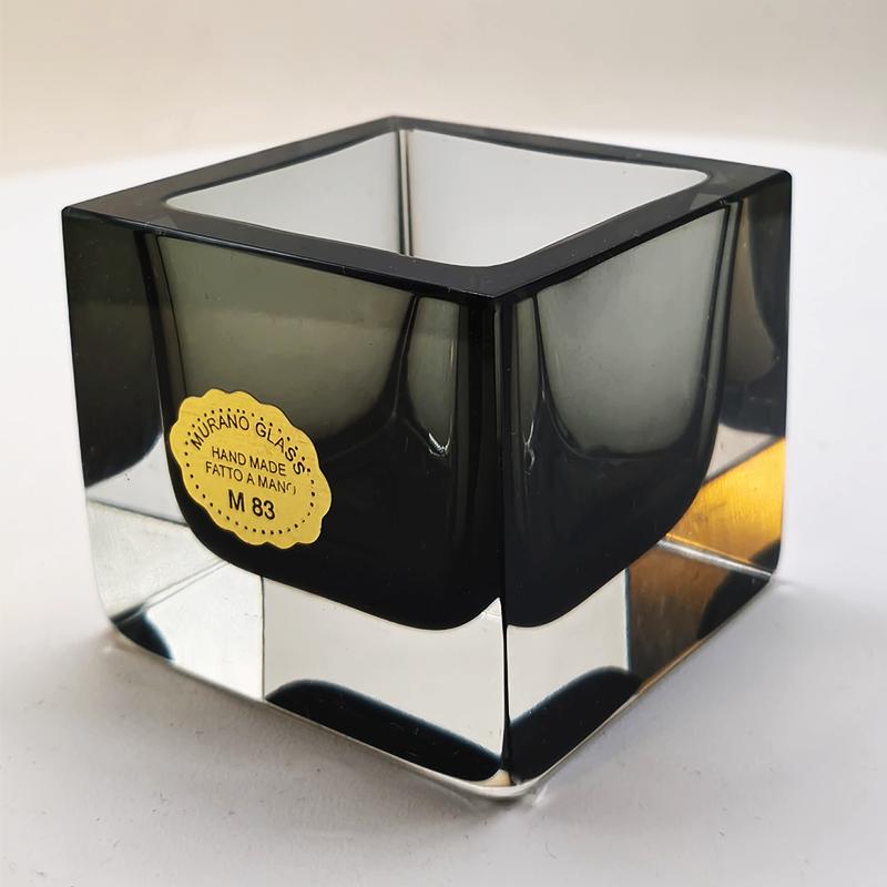 1960s Square Ashtray or Catch-all in Handcrafted Murano Glass by Flavio Poli for Seguso. Made in Murano, Italy