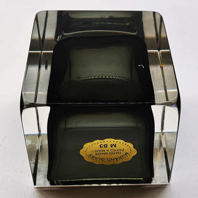 1960s Square Ashtray or Catch-all in Handcrafted Murano Glass by Flavio Poli for Seguso. Made in Murano, Italy