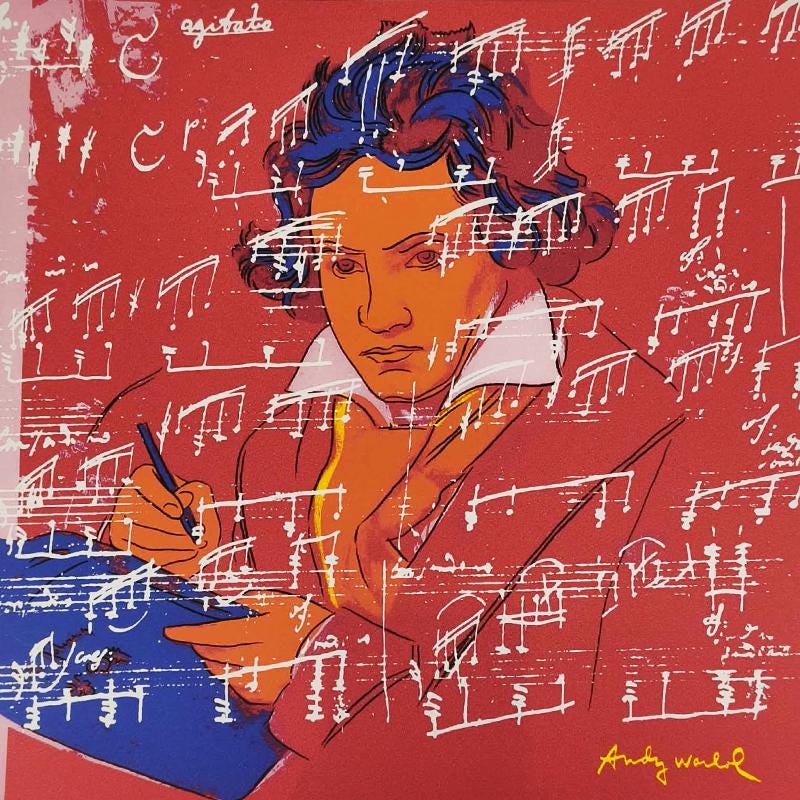 1980s Andy Warhol "Beethoven" Limited Edition Lithograph by CMOA Numbered in Pencil.