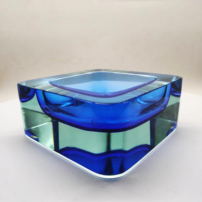 1960s Big Square Handcrafted Astray or Catch all in Murano Glass. Made in Italy.