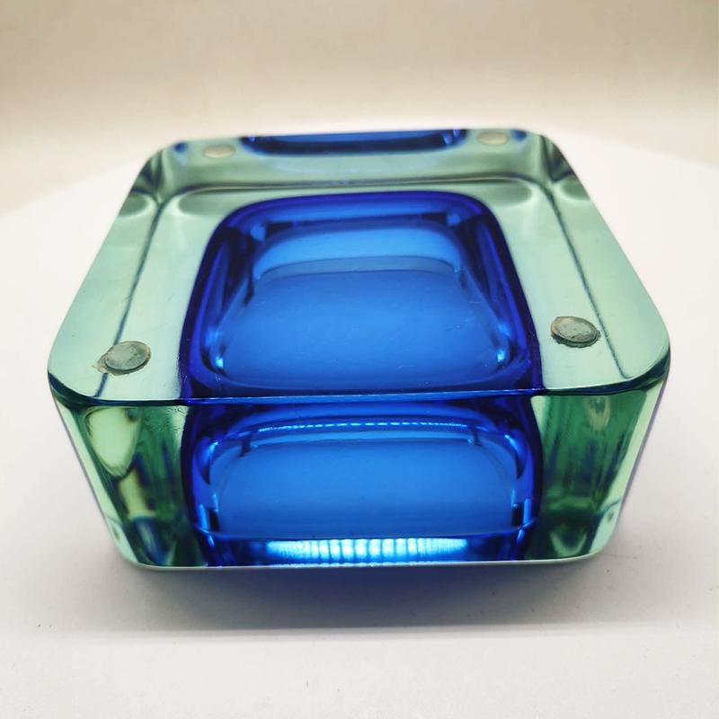 1960s Big Square Handcrafted Astray or Catch all in Murano Glass. Made in Italy.