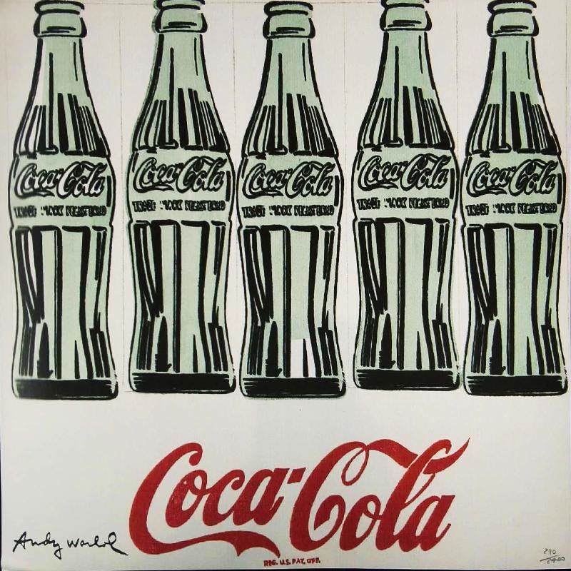 1980s Big Andy Warhol "Coca Cola" Limited Edition Lithograph Numbered in Pencil by CMOA. 60 cm / 23.62 inches