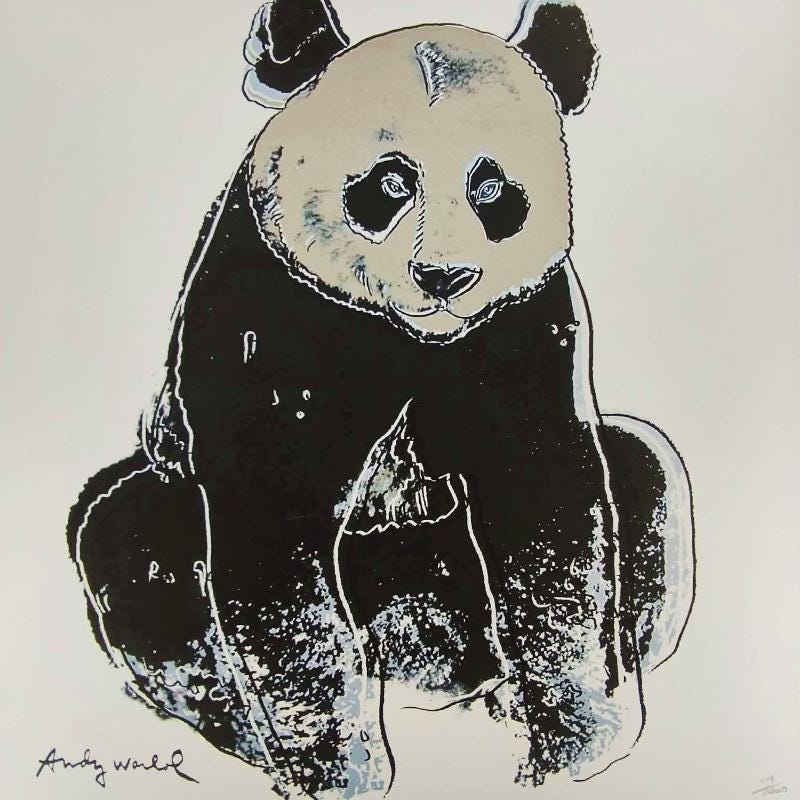1980s Big Andy Warhol "Panda" Limited Edition Lithograph Numbered in Pencil by CMOA. 60 cm / 23.62 inches