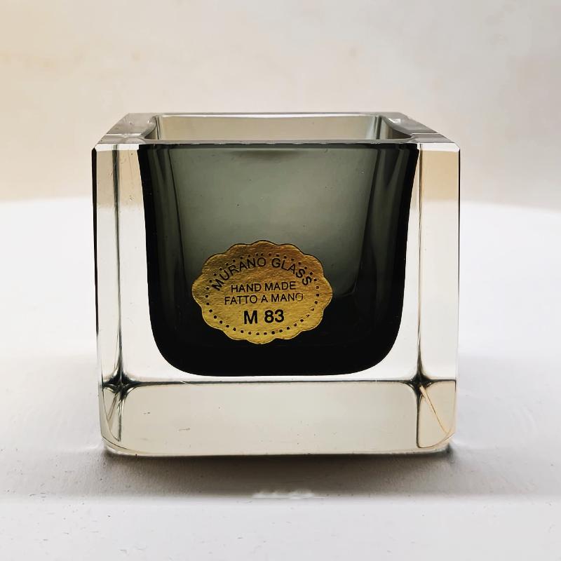 1960s Square Ashtray or Catch-all in Handcrafted Murano Glass by Flavio Poli for Seguso. Made in Murano, Italy