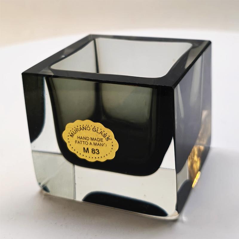 1960s Square Ashtray or Catch-all in Handcrafted Murano Glass by Flavio Poli for Seguso. Made in Murano, Italy