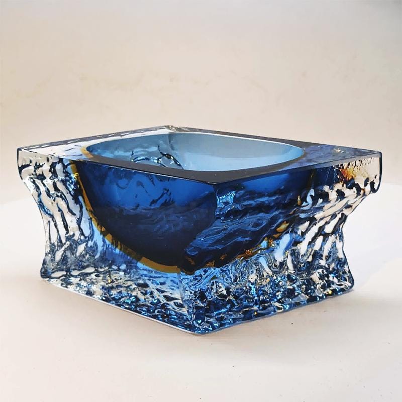 1960s Ashtray or Catch-all in Hand-worked Murano Glass by Flavio Poli for Seguso. Made in Italy