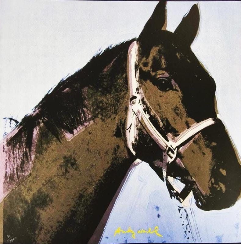 1980s Big Andy Warhol "Horse" Limited Edition Lithograph Numbered in Pencil by CMOA. 60 cm / 23.62 inches