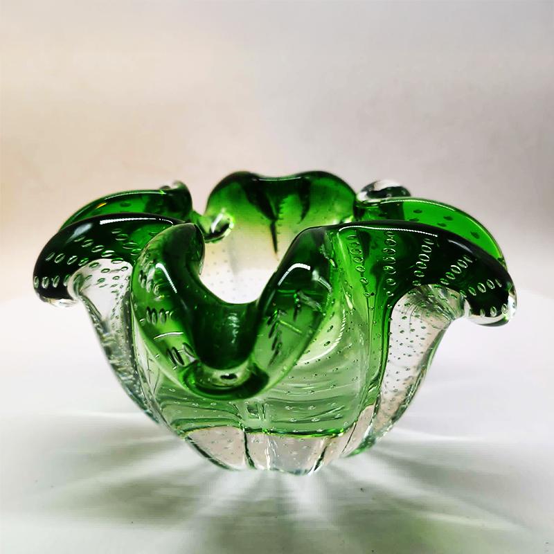 1950s Big Ashtray or Catch-all in Murano Glass with Air Bubble. Made in Italy.