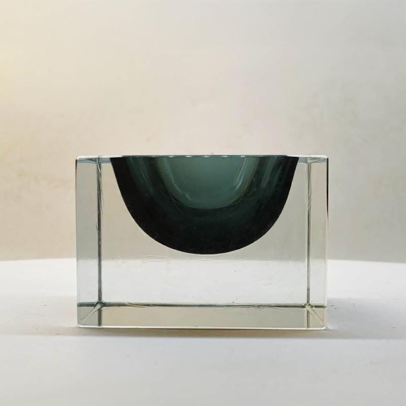 1960s Square Ashtray in Murano Glass Flavio Poli for Seguso with Original Certificate and Label.