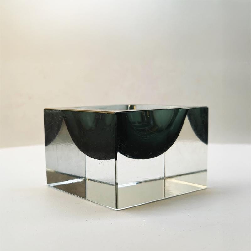 1960s Square Ashtray in Murano Glass Flavio Poli for Seguso with Original Certificate and Label.