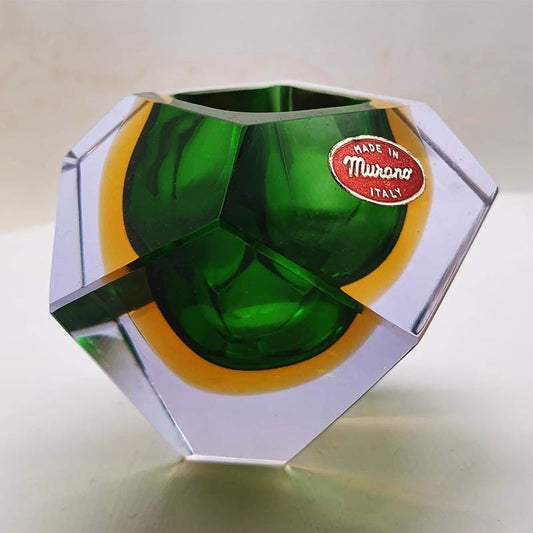 1960s Asymmetrical and particular Multifaceted Ashtray / Bowl in Murano Glass. Made in Murano, Italy