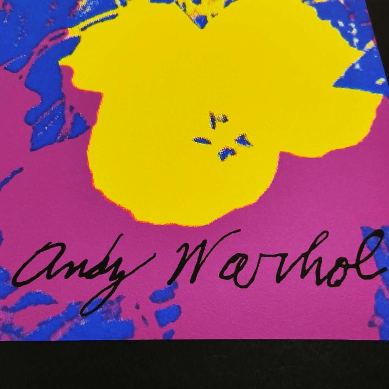 1980s Big Andy Warhol "Flowers" Purple Limited Edition Lithograph Numbered in Pencil by CMOA. 60 cm / 23.62 inches