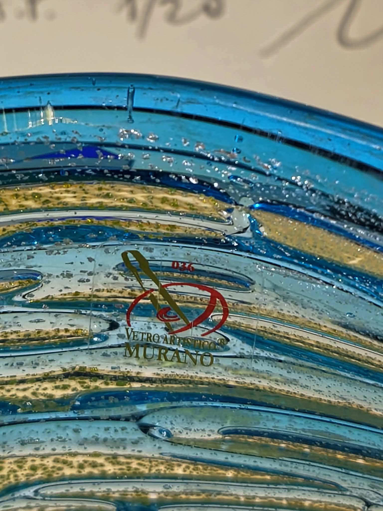 Mid-Century Stunning Vase in hand-worked Murano glass by Sergio Costantini with the rare Original certificate. Made in Murano, Italy.