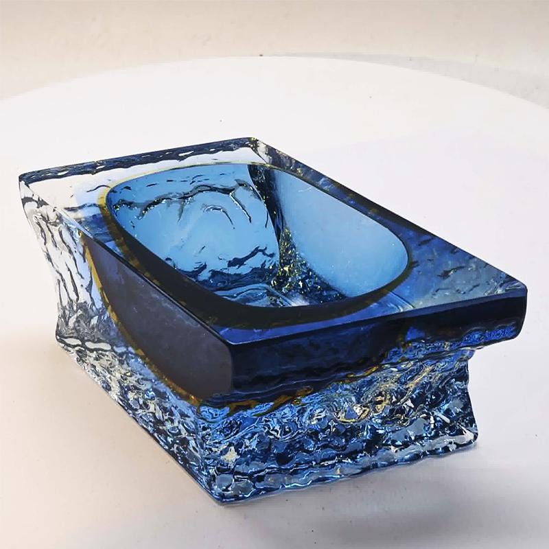 1960s Ashtray or Catch-all in Hand-worked Murano Glass by Flavio Poli for Seguso. Made in Italy