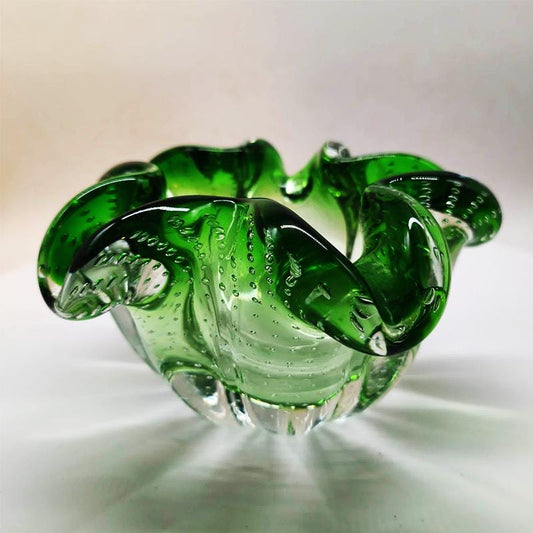 1950s Big Ashtray or Catch-all in Murano Glass with Air Bubble. Made in Italy.