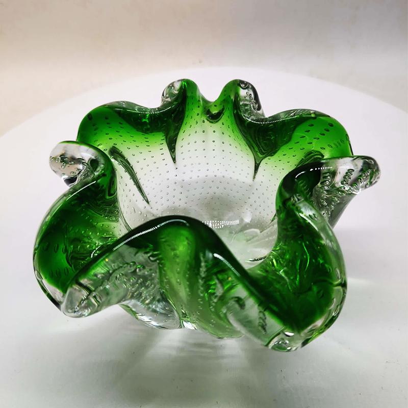 1950s Big Ashtray or Catch-all in Murano Glass with Air Bubble. Made in Italy.
