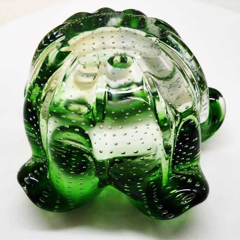 1950s Big Ashtray or Catch-all in Murano Glass with Air Bubble. Made in Italy.