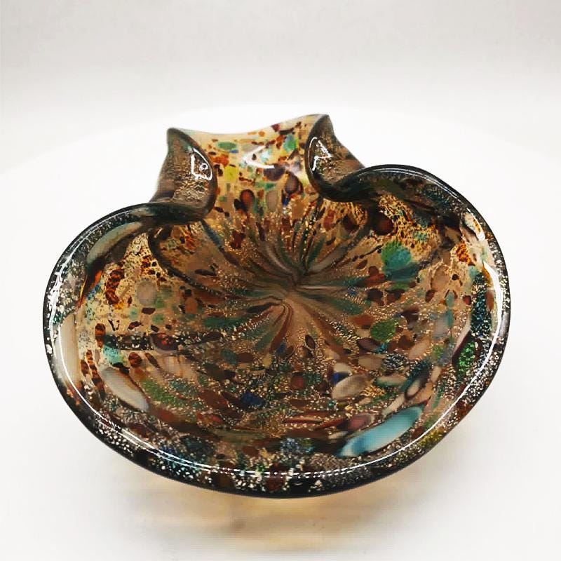 1950s Big Ashtray in Murano Glass attributed to Dino Martens. Made in Italy. 20 cm /