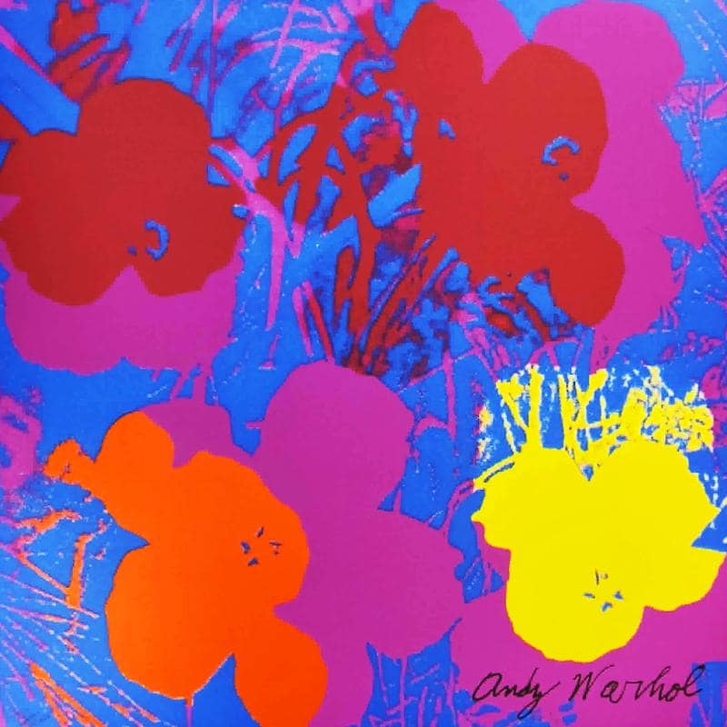 1980s Big Andy Warhol "Flowers" Purple Limited Edition Lithograph Numbered in Pencil by CMOA. 60 cm / 23.62 inches