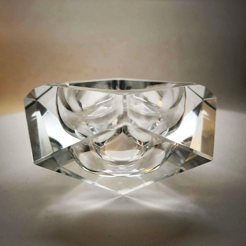 1960S Transparent Ashtray or Catch-all in Murano Glass by Flavio Poli for Seguso.
