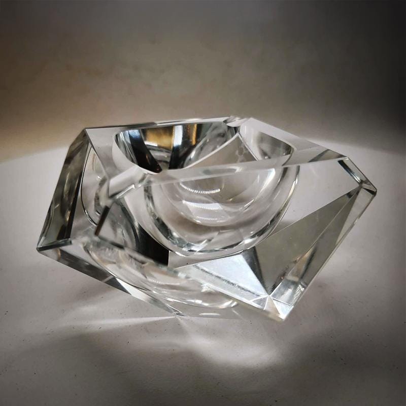 1960S Transparent Ashtray or Catch-all in Murano Glass by Flavio Poli for Seguso.