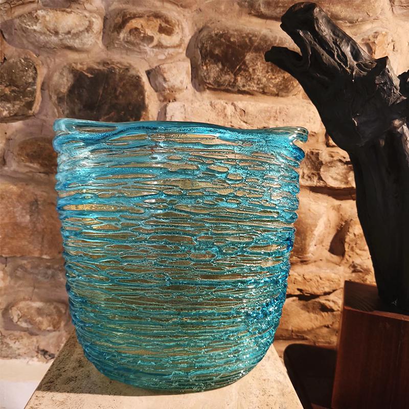 Mid-Century Stunning Vase in hand-worked Murano glass by Sergio Costantini with the rare Original certificate. Made in Murano, Italy.