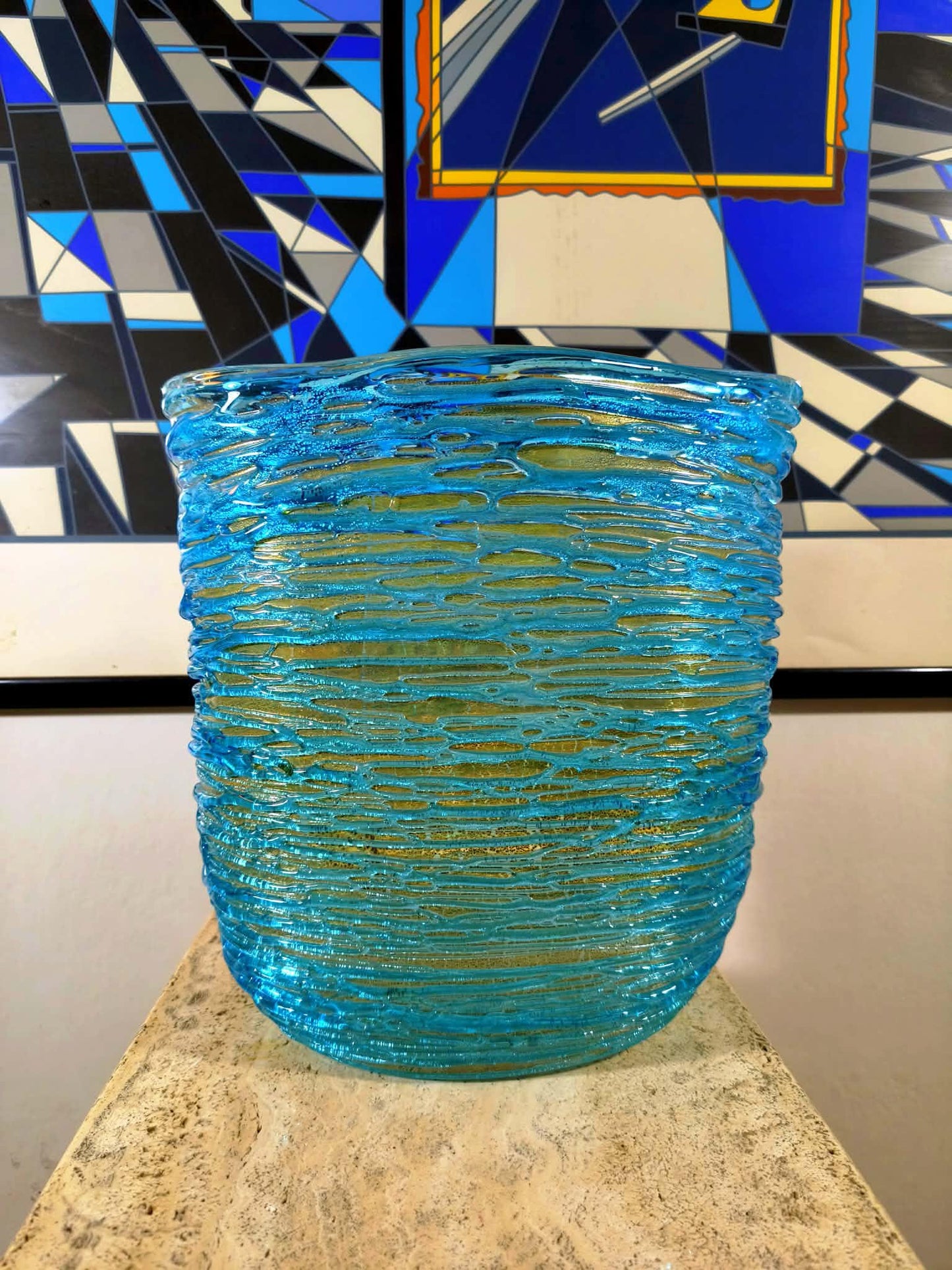 Mid-Century Stunning Vase in hand-worked Murano glass by Sergio Costantini with the rare Original certificate. Made in Murano, Italy.