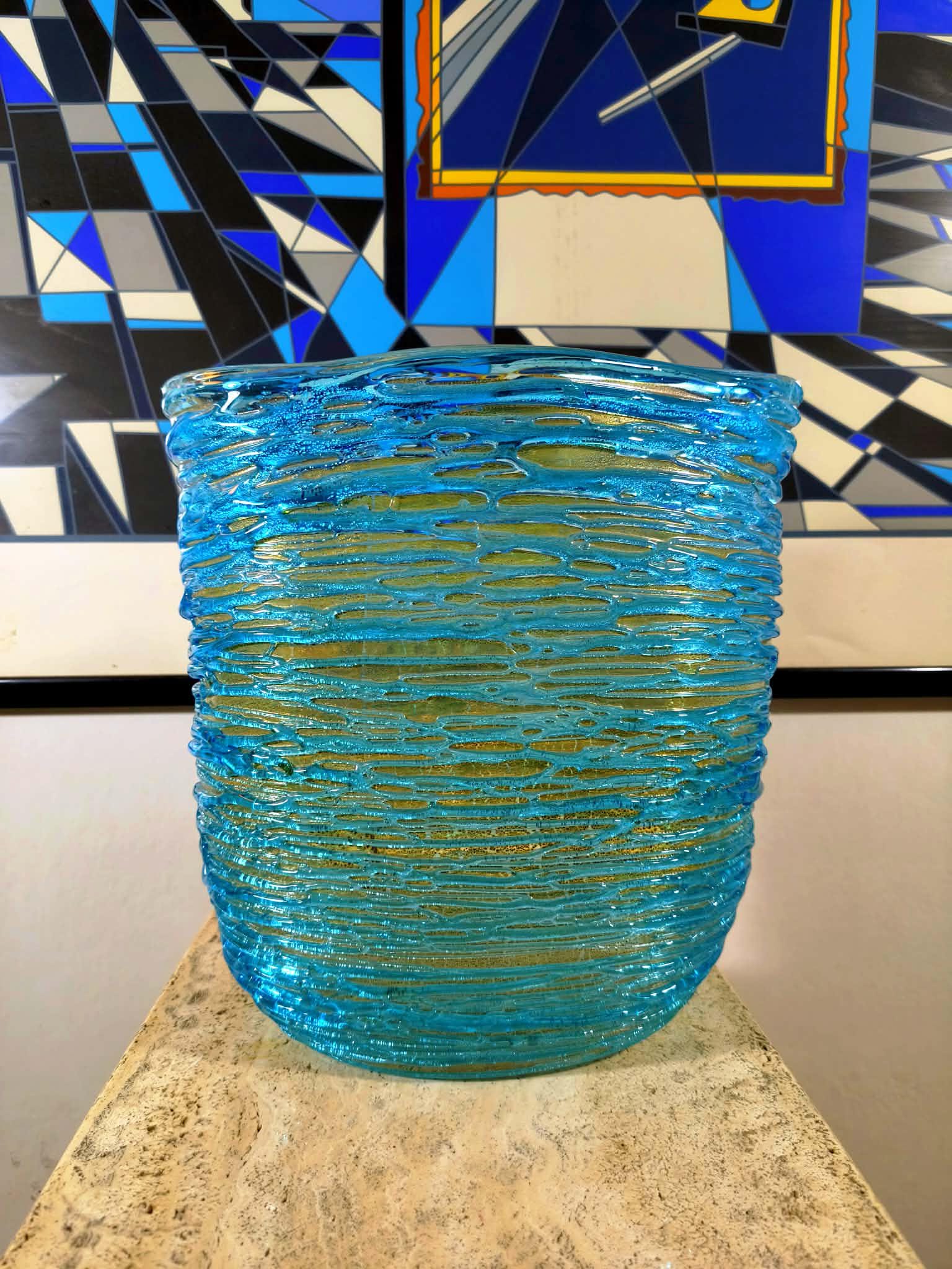 Mid-Century Stunning Vase in hand-worked Murano glass by Sergio Costantini with the rare Original certificate. Made in Murano, Italy.