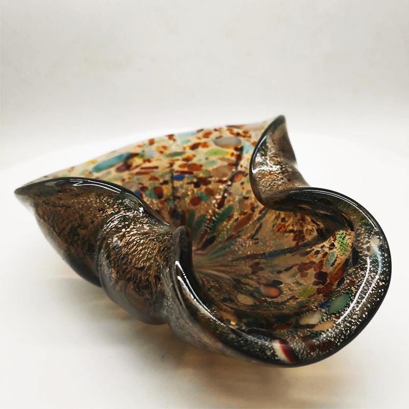 1950s Big Ashtray in Murano Glass attributed to Dino Martens. Made in Italy. 20 cm /