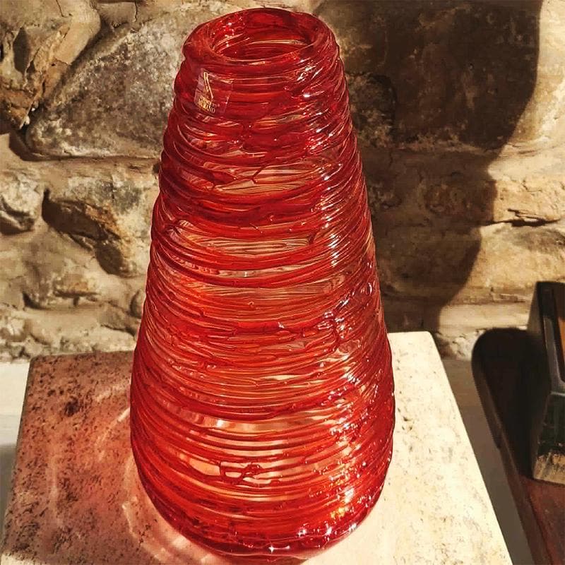 Mid-Century Stunning Vase in hand-worked Murano Glass by Sergio Costantini signed on the bottom. Made in Murano, Italy