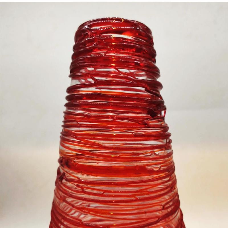 Mid-Century Stunning Vase in hand-worked Murano Glass by Sergio Costantini signed on the bottom. Made in Murano, Italy