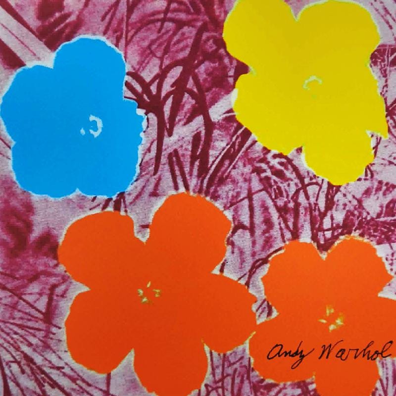 1980s Andy Warhol "Flowers" Limited Edition Lithograph by CMOA - 50 x 50 cm